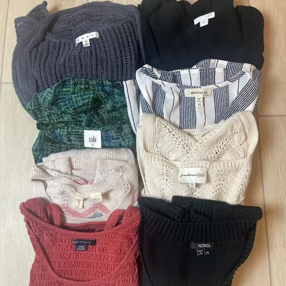 Lot of 8 Womens Top Blouse Cropped Medium Spring Clothes - Picture 3 of 10